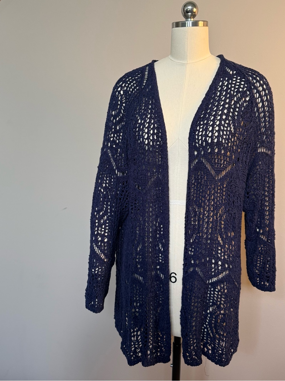 Coldwater Creek Blue Open-Knit Long Cardigan, 1X